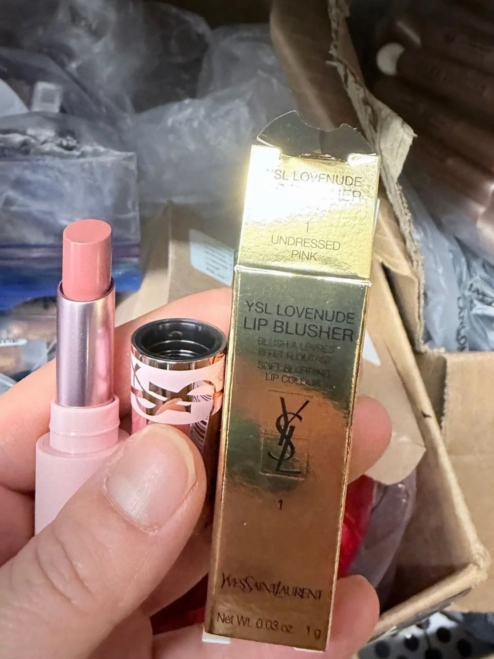 Yves Saint Laurent Gold Metallic Lip Blusher Packaging